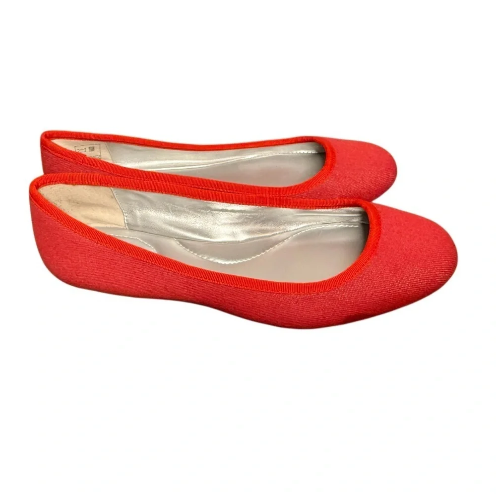 Lands' End Knit Denim Women's Red Ballet Flats-NWOT Size 7.5D